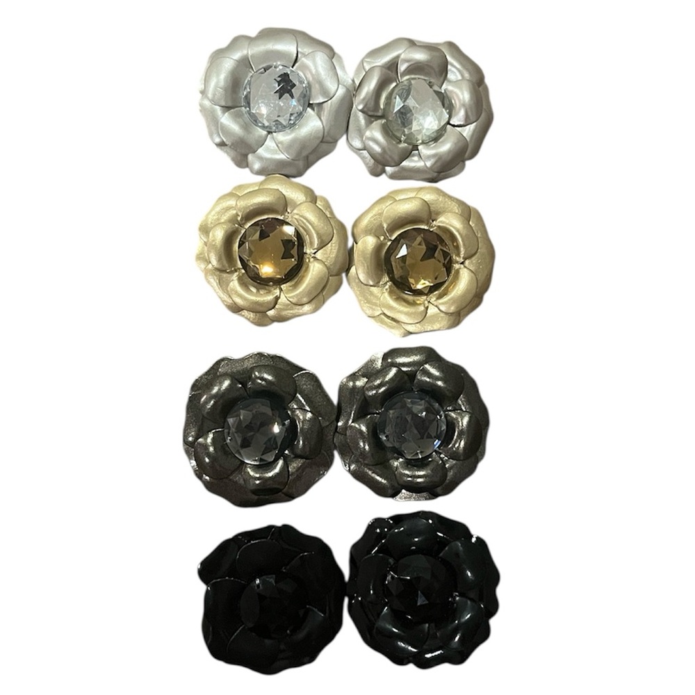 Lindsay Phillips Shoe Snaps Silver Gold Flowers Rhinestone Shoe Clips